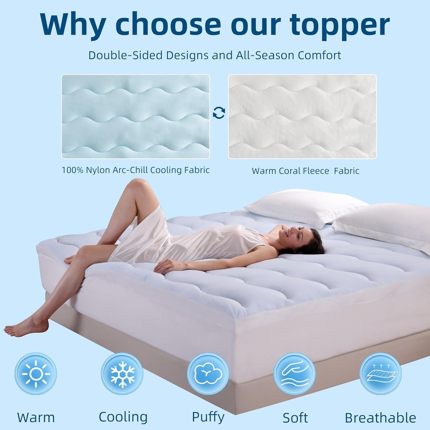 Cooling Mattress Topper for Hot Sleepers
