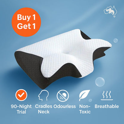 Buy 1 Get 1 – Ergonomic Memory Foam Neck Pillow for Side & Back Sleepers
