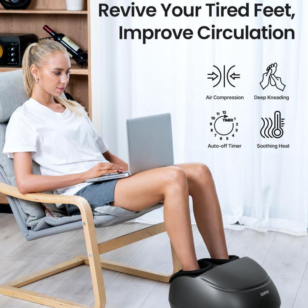 Foot Massager Machine with Air Compression & 3 Heating Levels