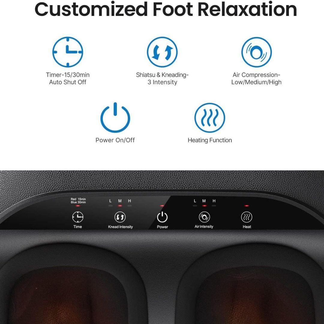 Foot Massager Machine with Air Compression & 3 Heating Levels